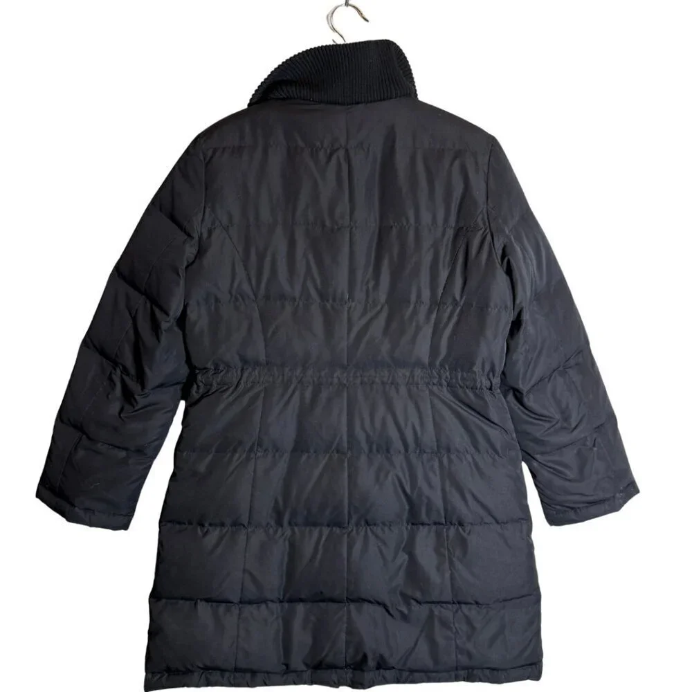 Ann Taylor Loft Down Feather Full Zip Puffer Parka Coat Women Small Petite Black